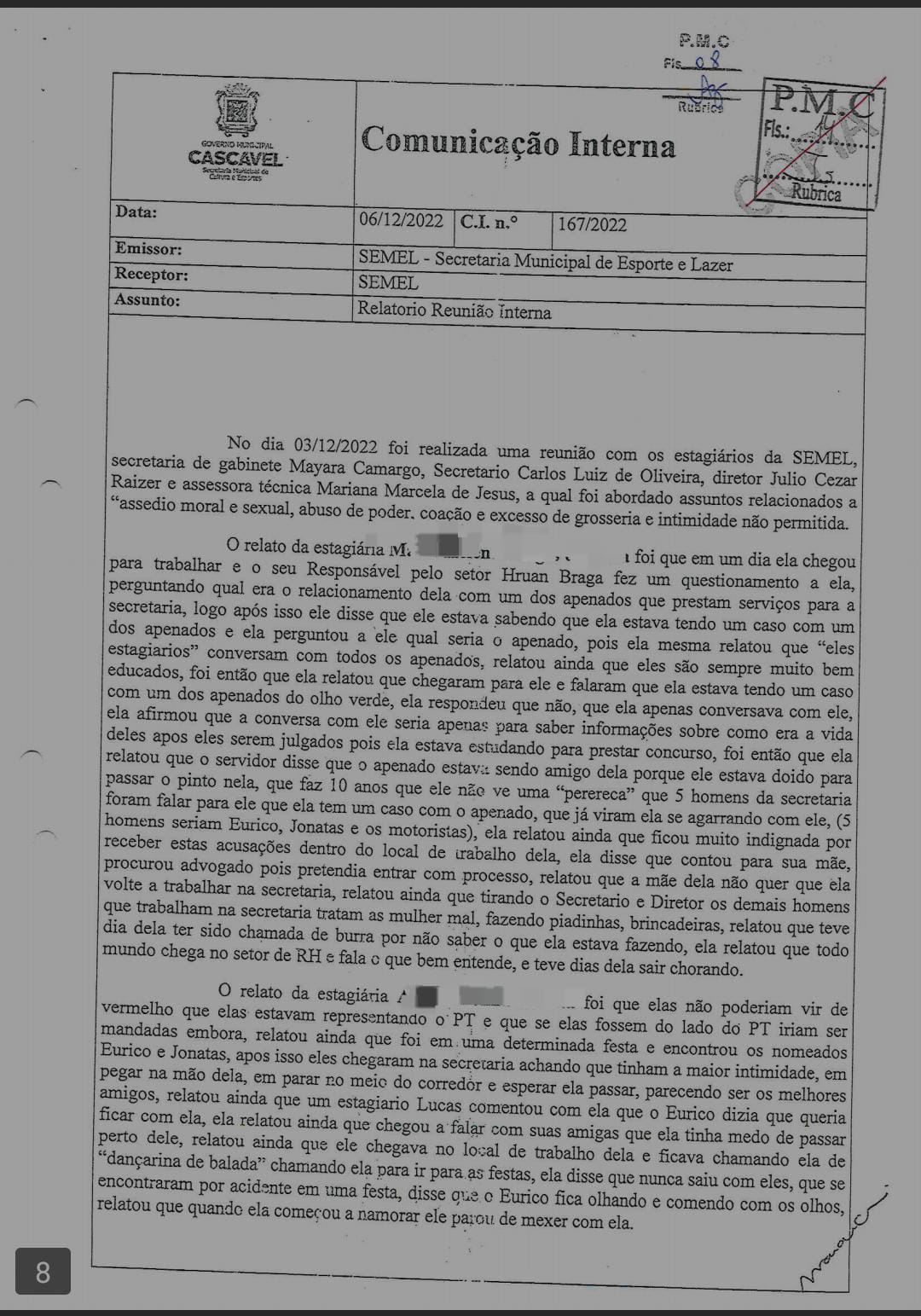 A Voz das Mulheres Ignorada: O Abafamento e Arquivamento Interno do Assédio na Secretaria de Esportes de Cascavel Após Vários Relatos!