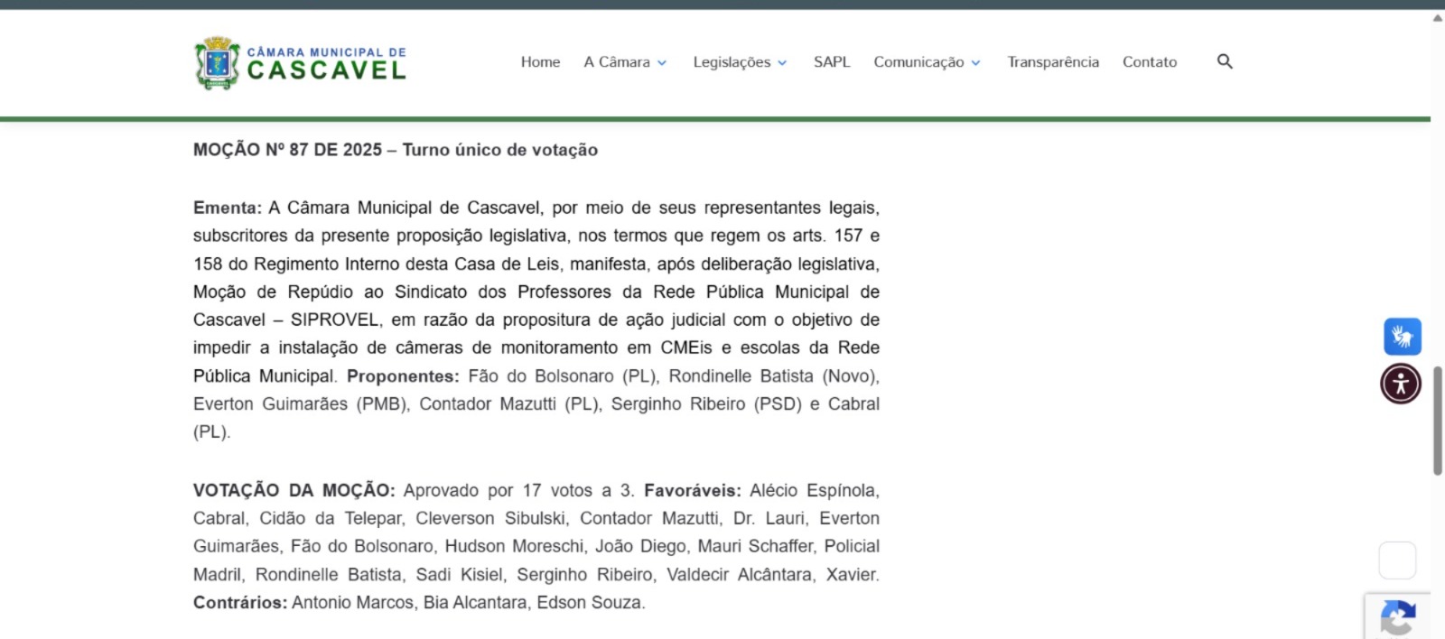 Presente do Dia do Professor: Moção de Repúdio da Câmara de Vereadores! Professores e Servidores Merecem Respeito!