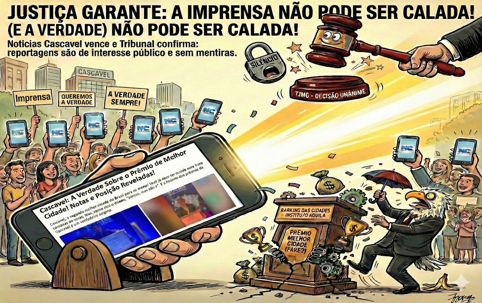JUSTIÇA GARANTE LIBERDADE DE IMPRENSA: Tribunal nega censura e confirma vitória do “Notícias Cascavel” contra Instituto Aquila