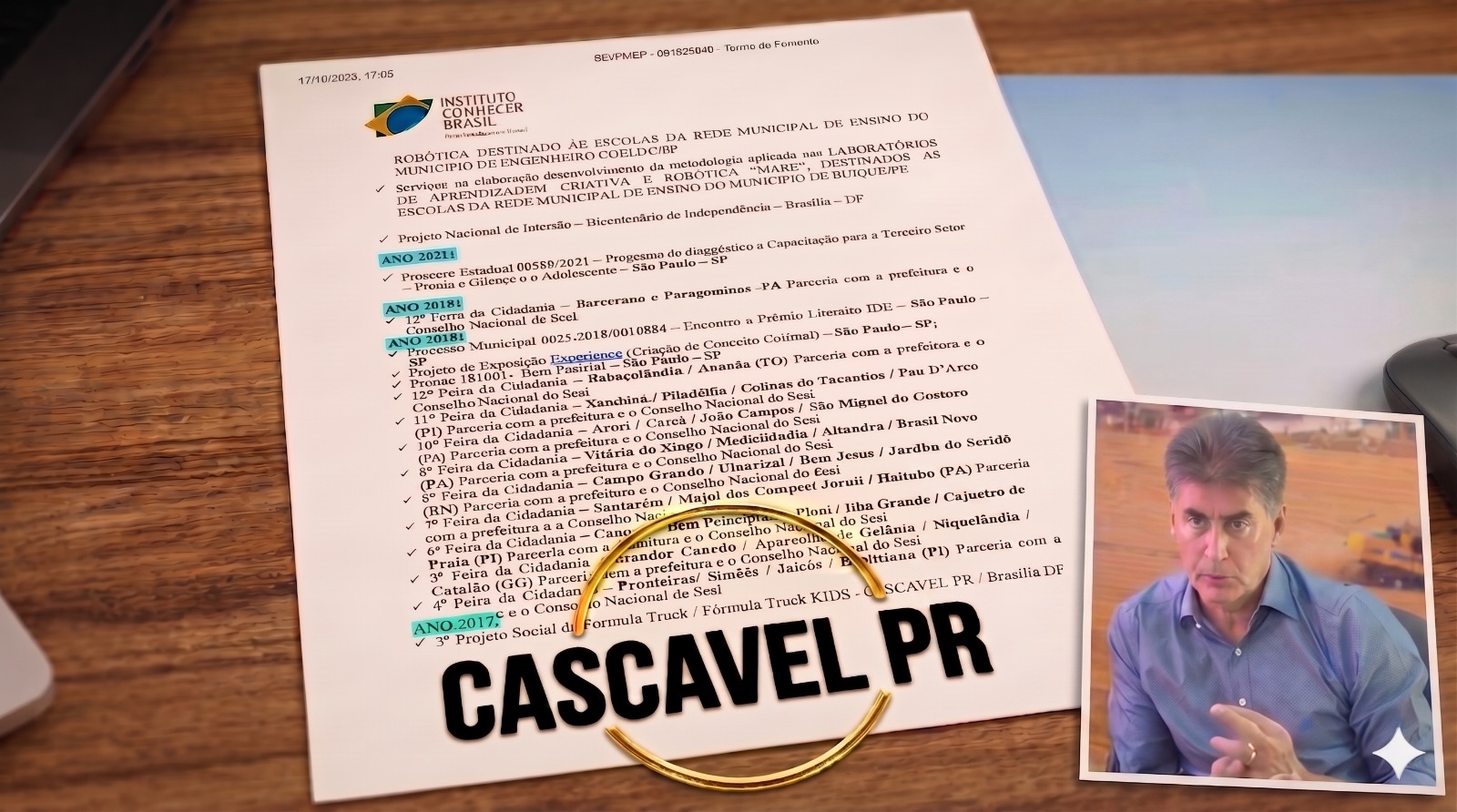 Gestão Paranhos na lista: Cascavel é um dos 50 municípios com contratos ligados à produtora de “Dark Horse”.